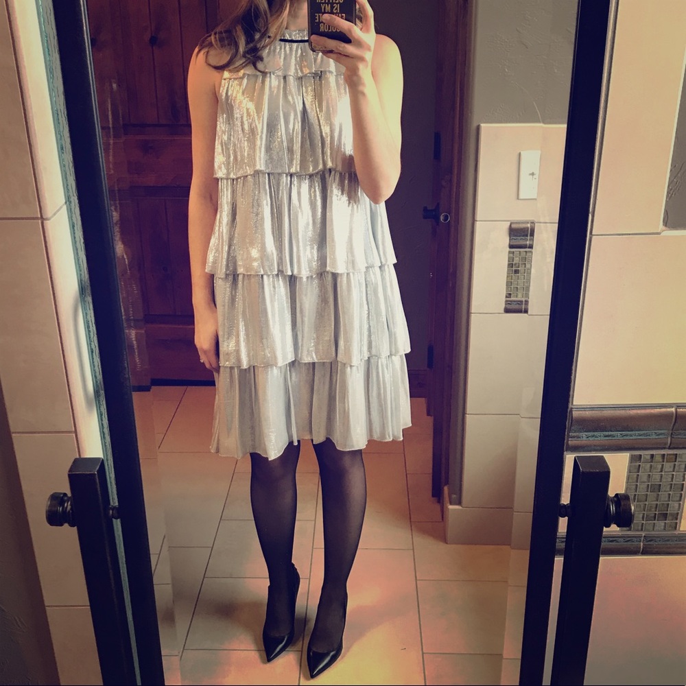 Kate Spade ♠️ Silver Belle Tiered Dress